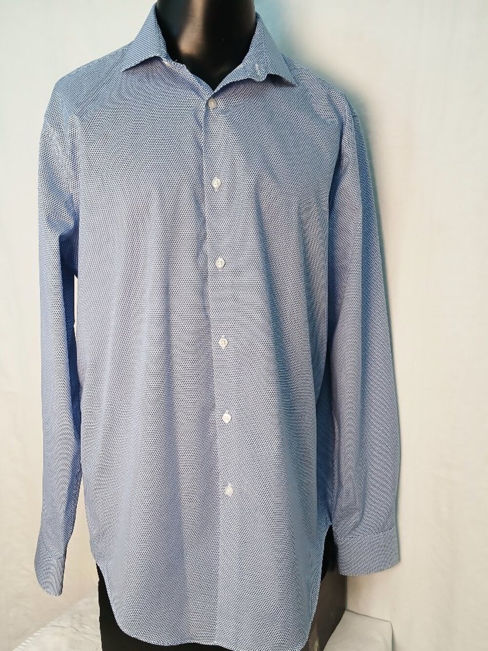 Men's Long-Sleeve Diamond Pattern Dress Shirt